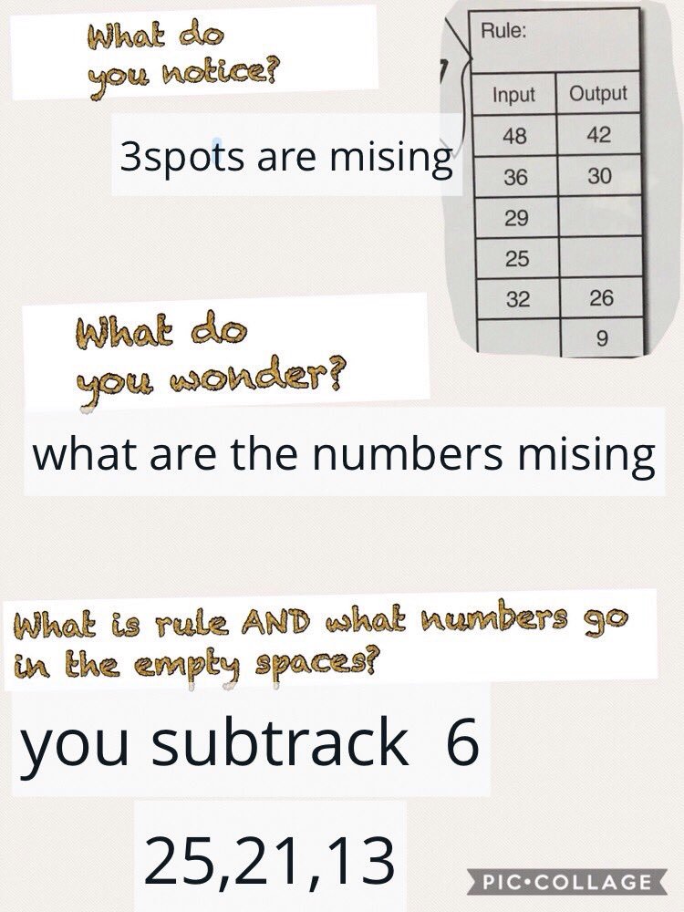 kandrarene's tweet photo. Independently discovering input output tables by filling in what they wonder and notice. Gives me more time with Kids that need the actual lesson! @seesaw @PicCollage #functiontables https://t.co/aDBONrxYEV