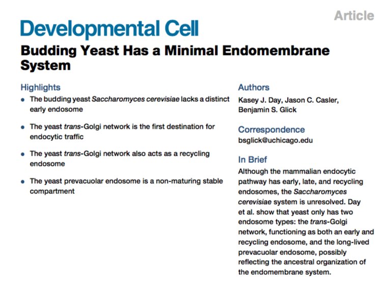 gdubeaux's tweet photo. “Budding Yeast Has a Minimal #Endomembrane System”. I usually don’t like the term “minimal” but this article is great. And it appears that plants and yeast share a lot of similarities regarding the #EndocyticPathway! #GDJournalClub https://t.co/9U3sUaYhem https://t.co/myOong6YOm