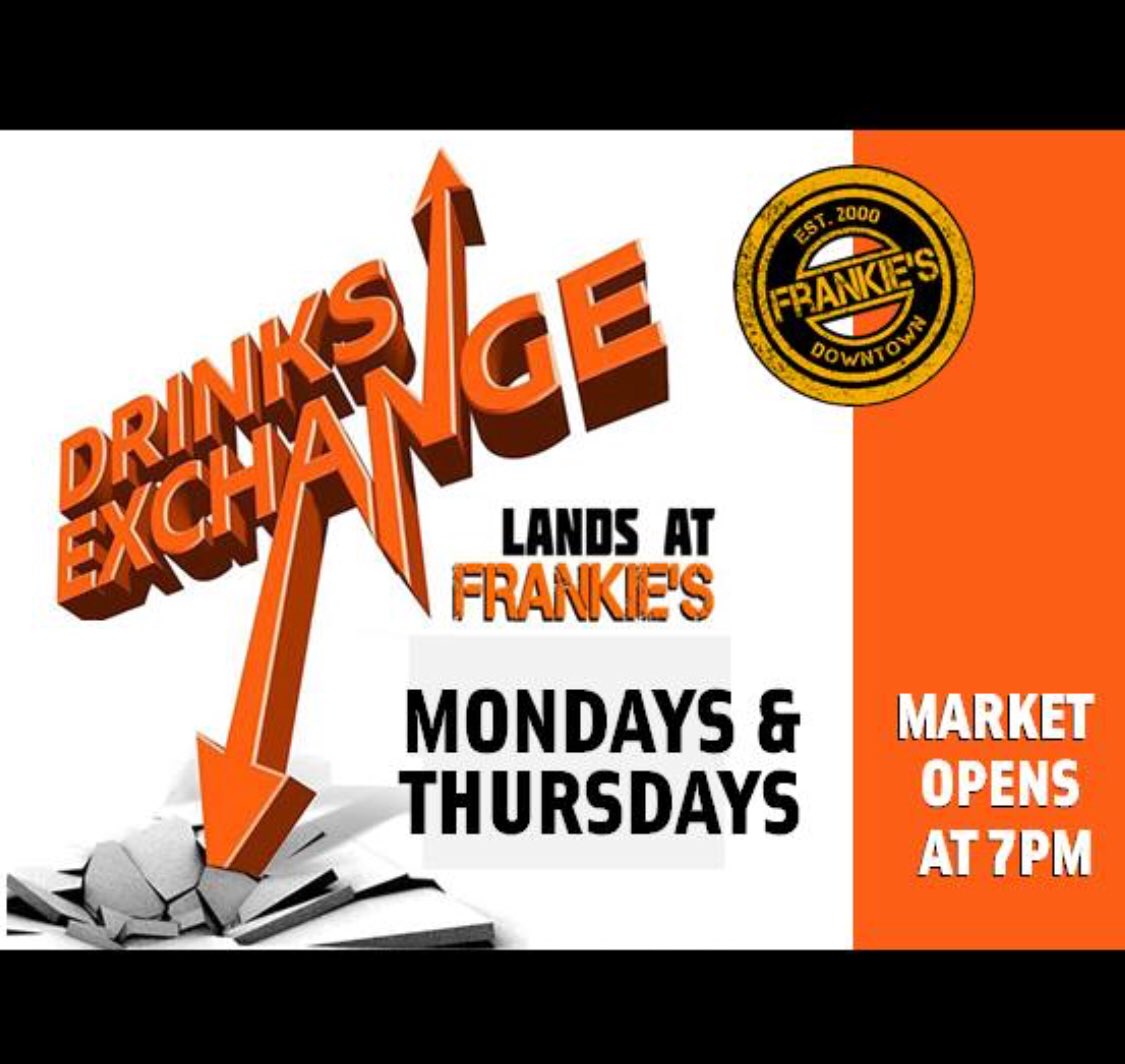 frankiesdfw's tweet image. The bell rings in 45 minutes! Monday night FireBall hit $2.50 a 2oz shot! What will the exchange drop tonight! #thedrinkexchange #frankiesbar #mydtdbar
