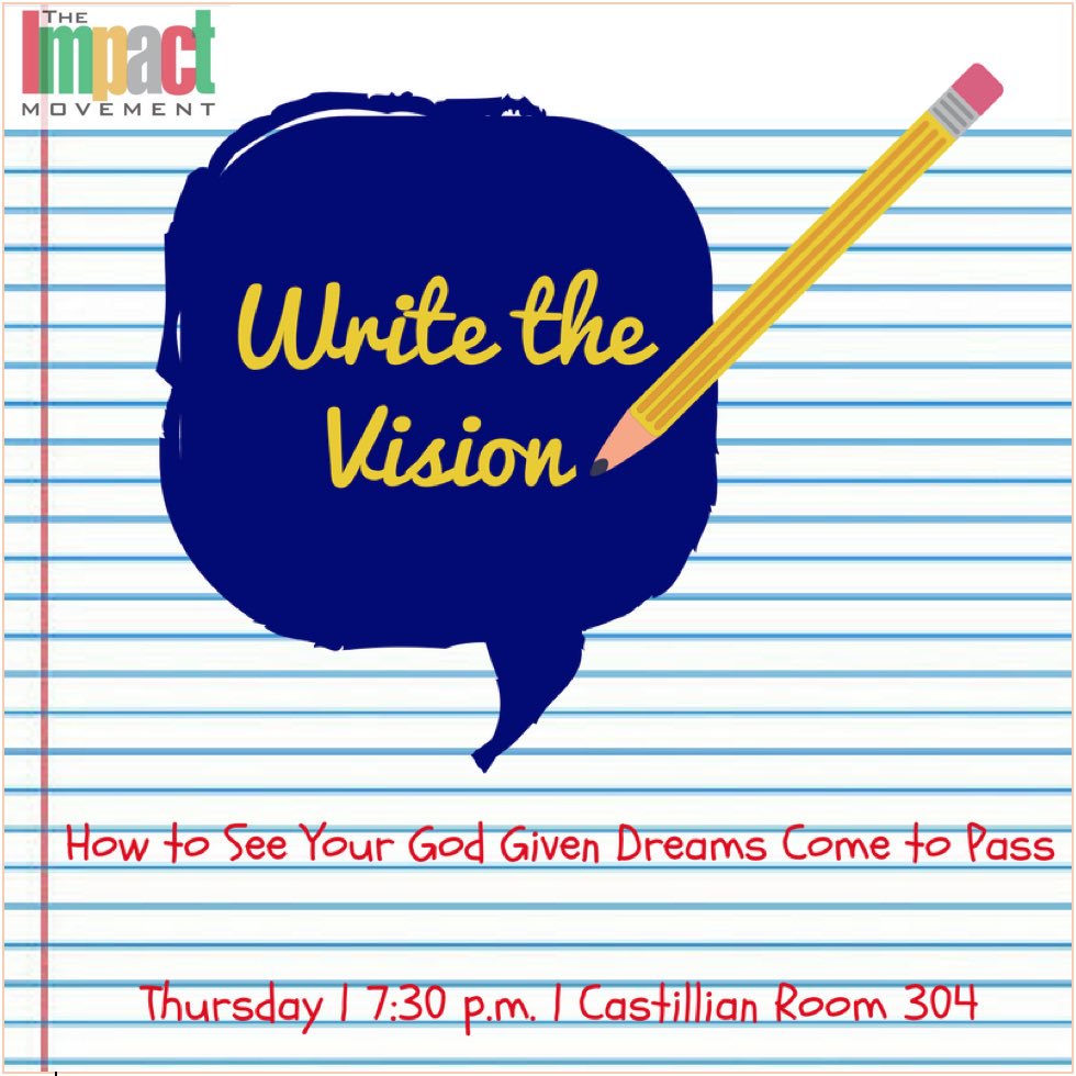 LsuImpact's tweet photo. Come and join us as we talk about Writing th me Vision! https://t.co/vmTpWhZVpK