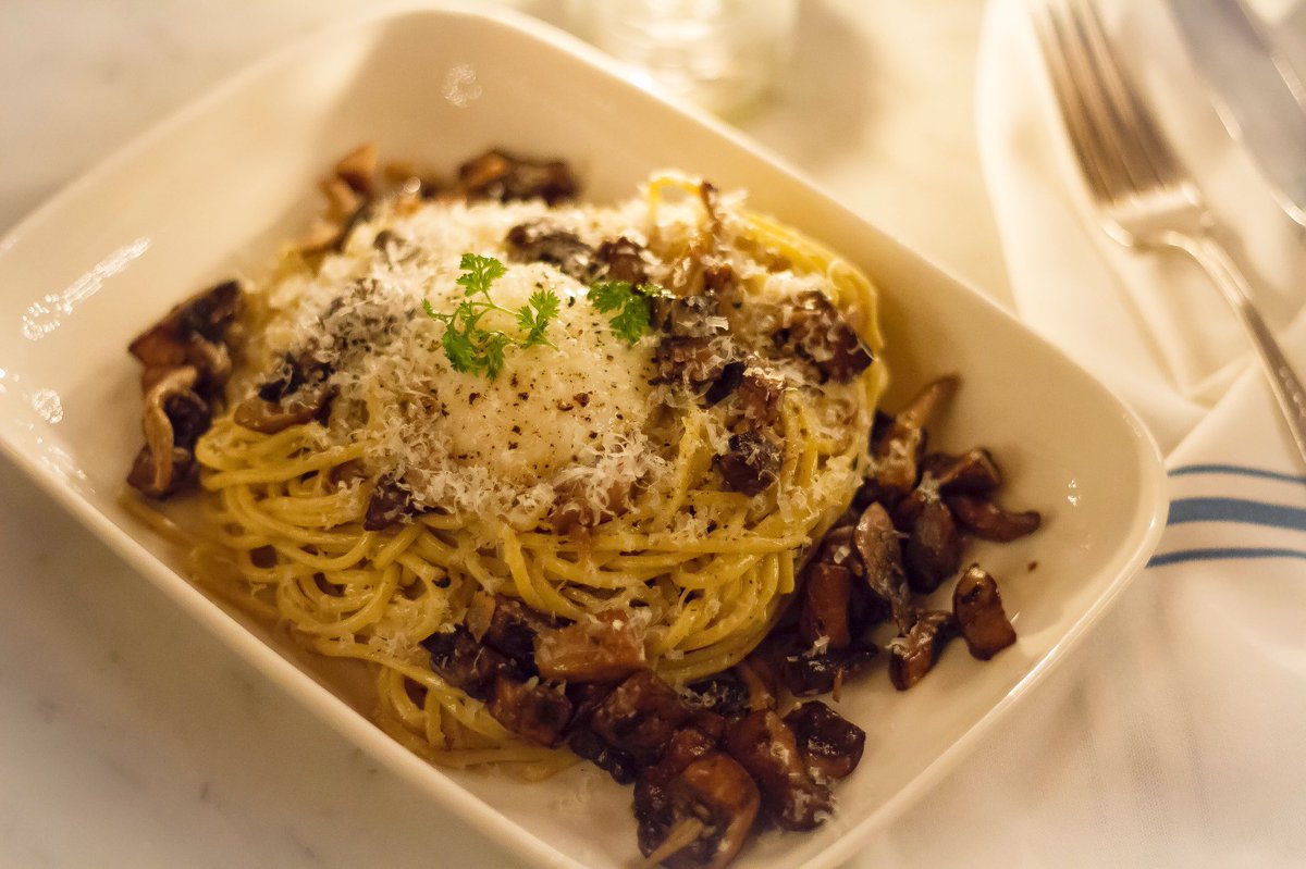 You know you want some... join us tonight for Chef Weston's spaghetti with burgundy truffle, mushroom medley, parmesan, poached egg.