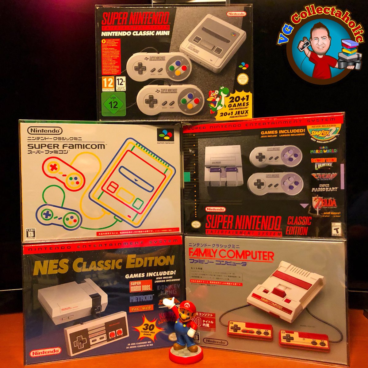 VGCollectaholic's tweet photo. Wee tiny family photo.

#NESClassic #SNESClassic #FamicomMini #SFCMini #Nintendo https://t.co/KZnWh6vevM
