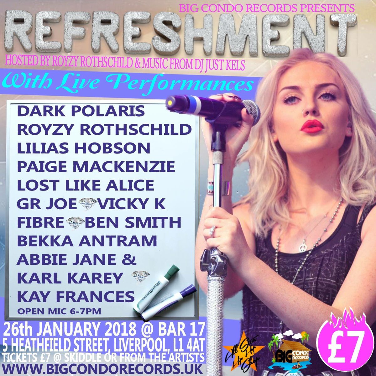 Big_CondoUSA's tweet photo. @BigCondoRecords presents #Refreshment 💯🔥 a night off mixed genre music in #Liverpool @Bar17liverpool go get tickets on @skiddle now £7 also @Darrenc2012C &amp; @conordonno been added to the night 💯🔥🔥💪 https://t.co/AFlybhTWAw