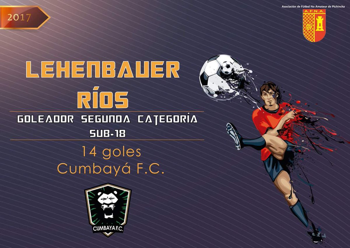 AFNAPichincha's tweet photo. Goleador segunda categoría Sub18 @CumbayaFC  #MejoresAFNA https://t.co/d0YRQlNTey