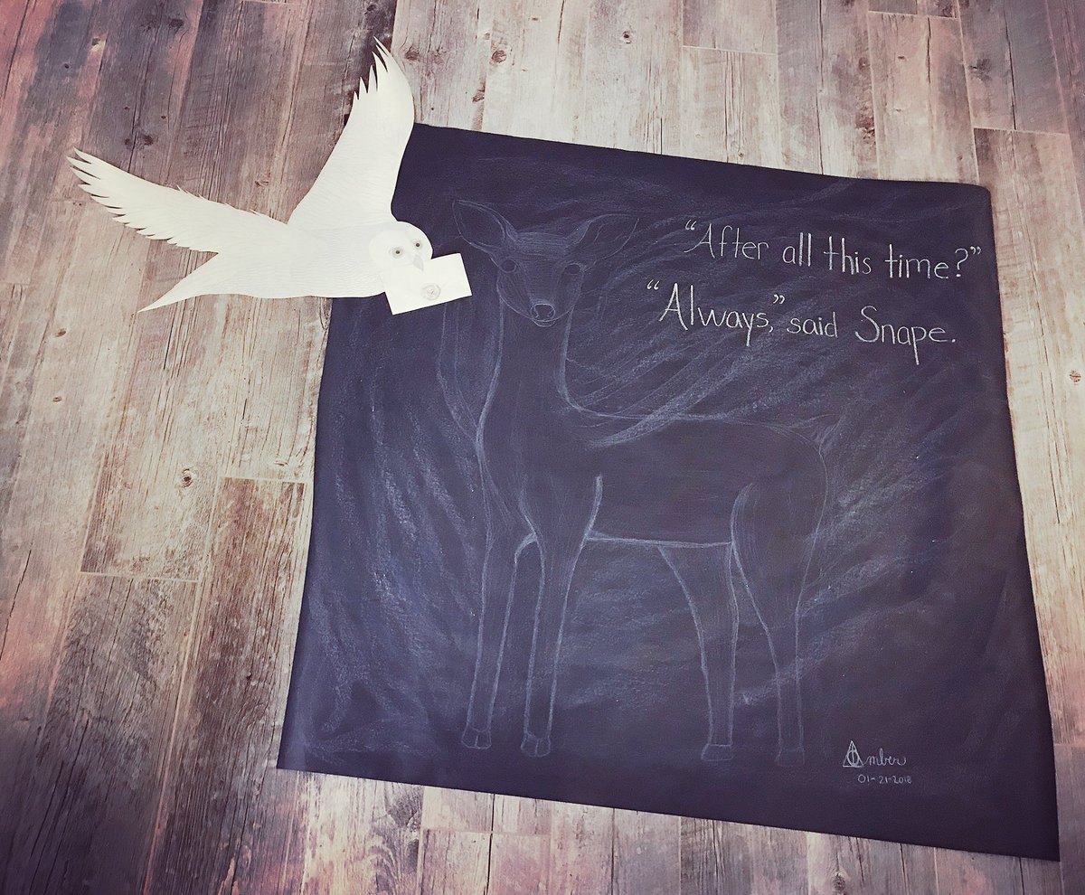 _MrsGreene_'s tweet photo. I made this earlier this week to celebrate #LiteracyWeek. #PopQuiz: Who does this #patronus belong to? (#Read the Quote for the answer.) #HarryPotter #IRCLW https://t.co/rjyVtmHw7m