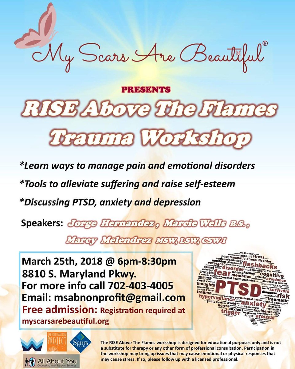 MSABnonprofit's tweet photo. If you or someone you know is battling with  emotional scars, just know that you are not alone and you don't have to fight alone. Please join us as we provide techniques and tools to help you win the fight. Admission free. Registration required at https://t.co/wwUu7qlYo6 
#Trauma https://t.co/394mDEtUcO