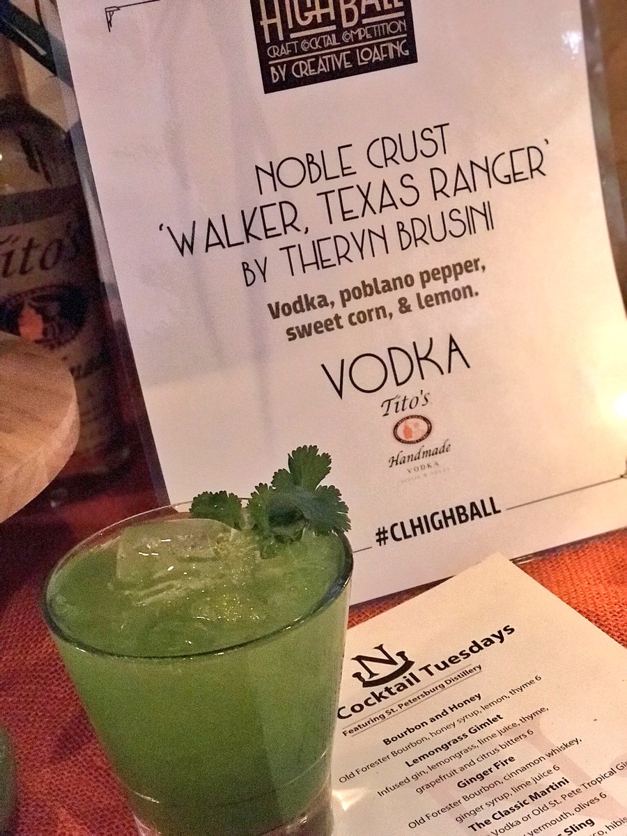 NobleCrustFL's tweet photo. We’re shaking it up tonight @cl_tampabay’s #CLHighball! There’s no better shot than a Chuck Norris, Walker Texas Ranger. We hope you think so, too! #VoteNobleCrust #ilovetheburg https://t.co/EI5cDmmcmB
