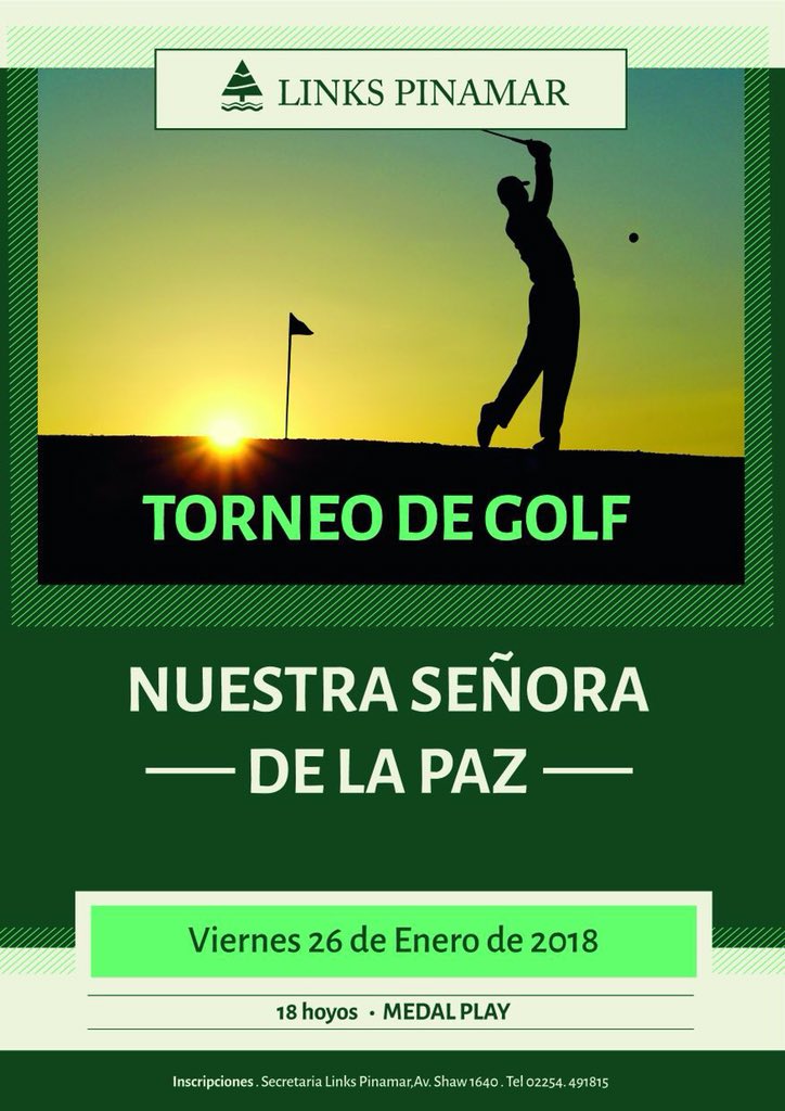 linkspinamar's tweet photo. Y si te quedaste con ganas de seguir jugando, mañana se juega el torneo Nuestra Señora de La Paz. ¡Te esperamos! #RespiraPinamar #Golf #TorneodeGolf https://t.co/Qc8lqssKkv