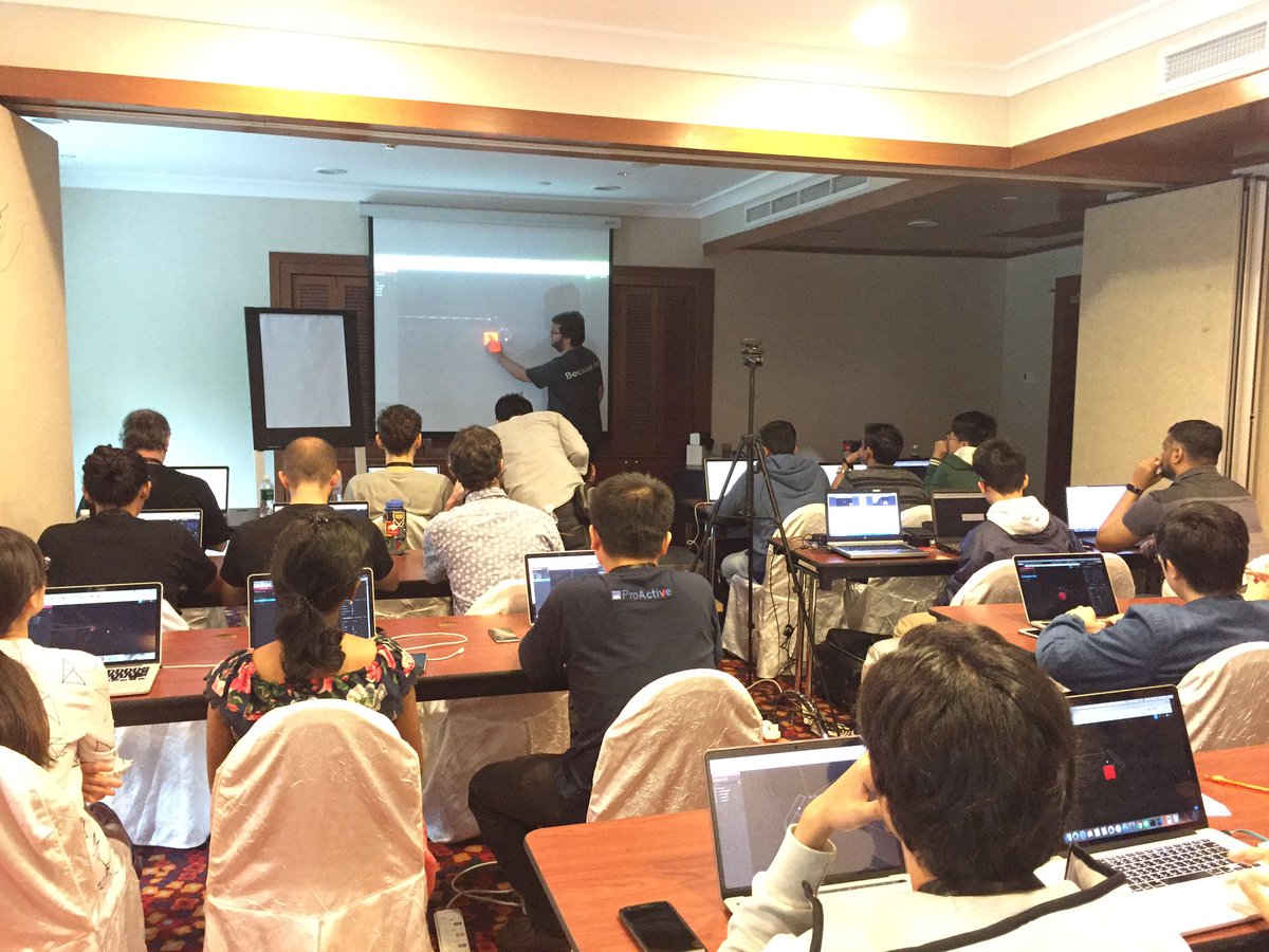 vanradd's tweet photo. #WebVR AM Session On the roll with @g33konaut using @Mozilla 's @aframevr @glitch . In the PM, join us for the WebVR workshop where we will ideate an Augmented City #ARCity #jsconfasia #VR #AR #XR https://t.co/Wc6uBCXULA