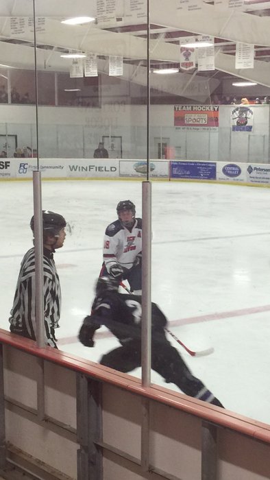 After 1st period in HS hockey. May-Port Ice Dawgs 2 Red Lake Falls 1.