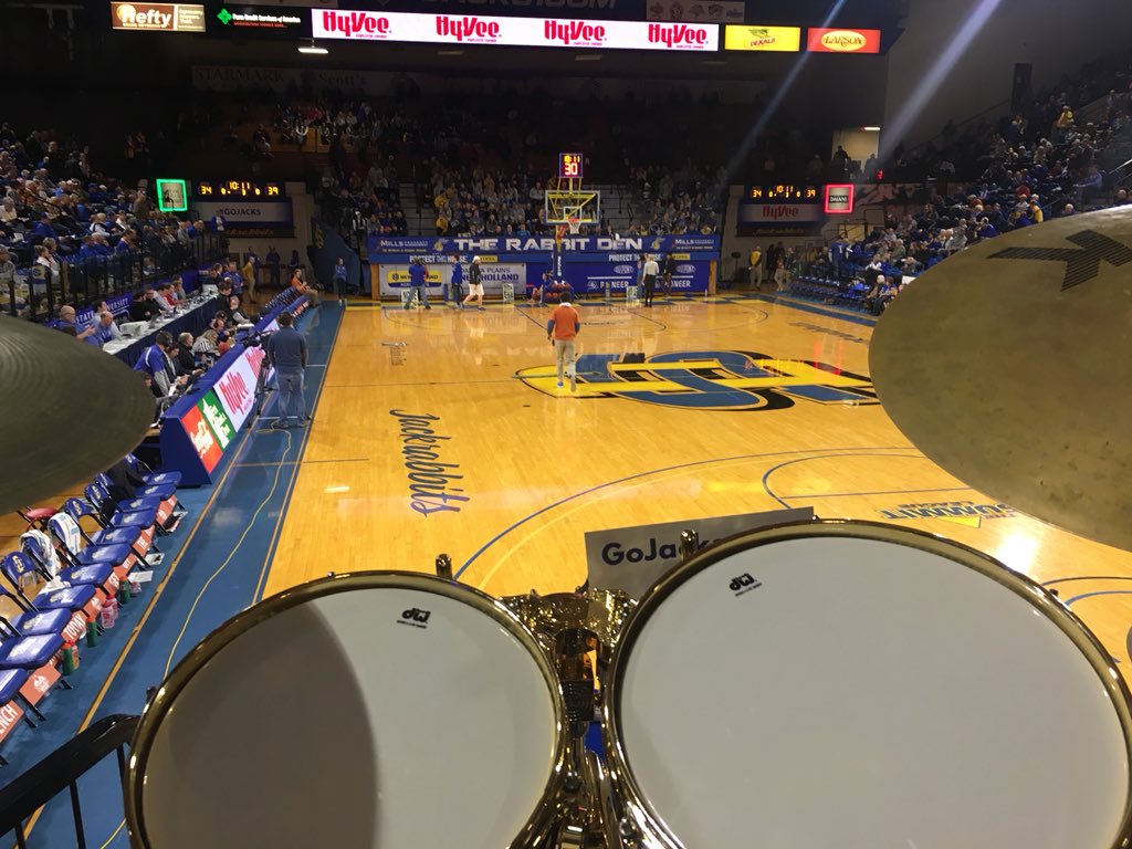 MissAmericaSD's tweet photo. Visited with the @SDState Pep Band during halftime - Best seats in the house! #FillFrost #MusicForLife 💛💙 https://t.co/O2HurGOKb0