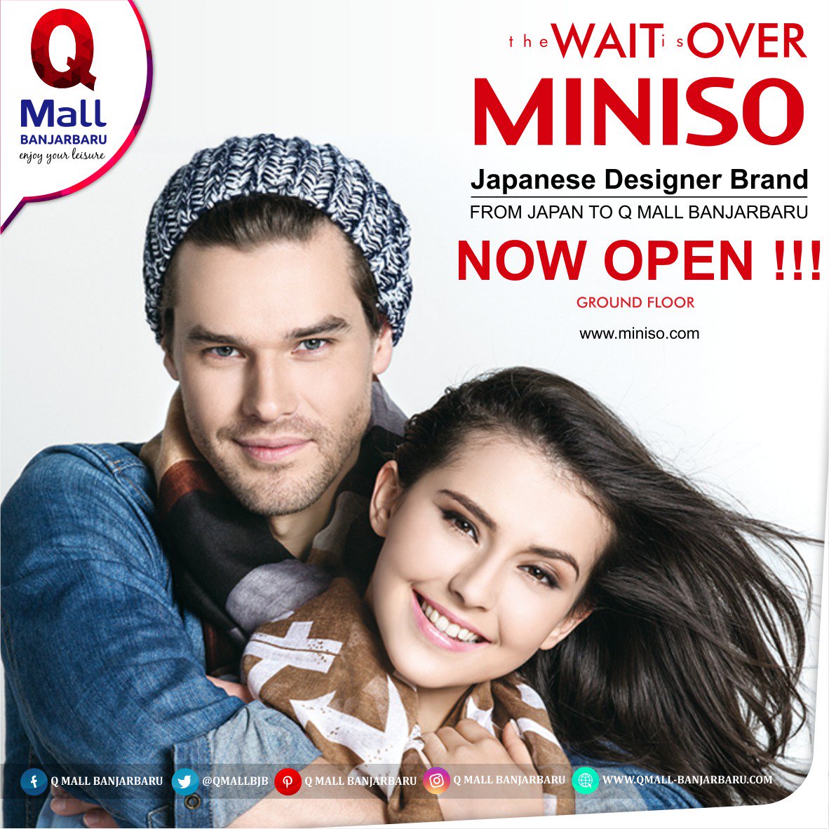 NOW OPEN!!
.
MINISO telah hadir di Ground Floor, Q Mall Banjarbaru
.
Yang udah ga sabar, yuk ke Q Mall Banjarbaru
.