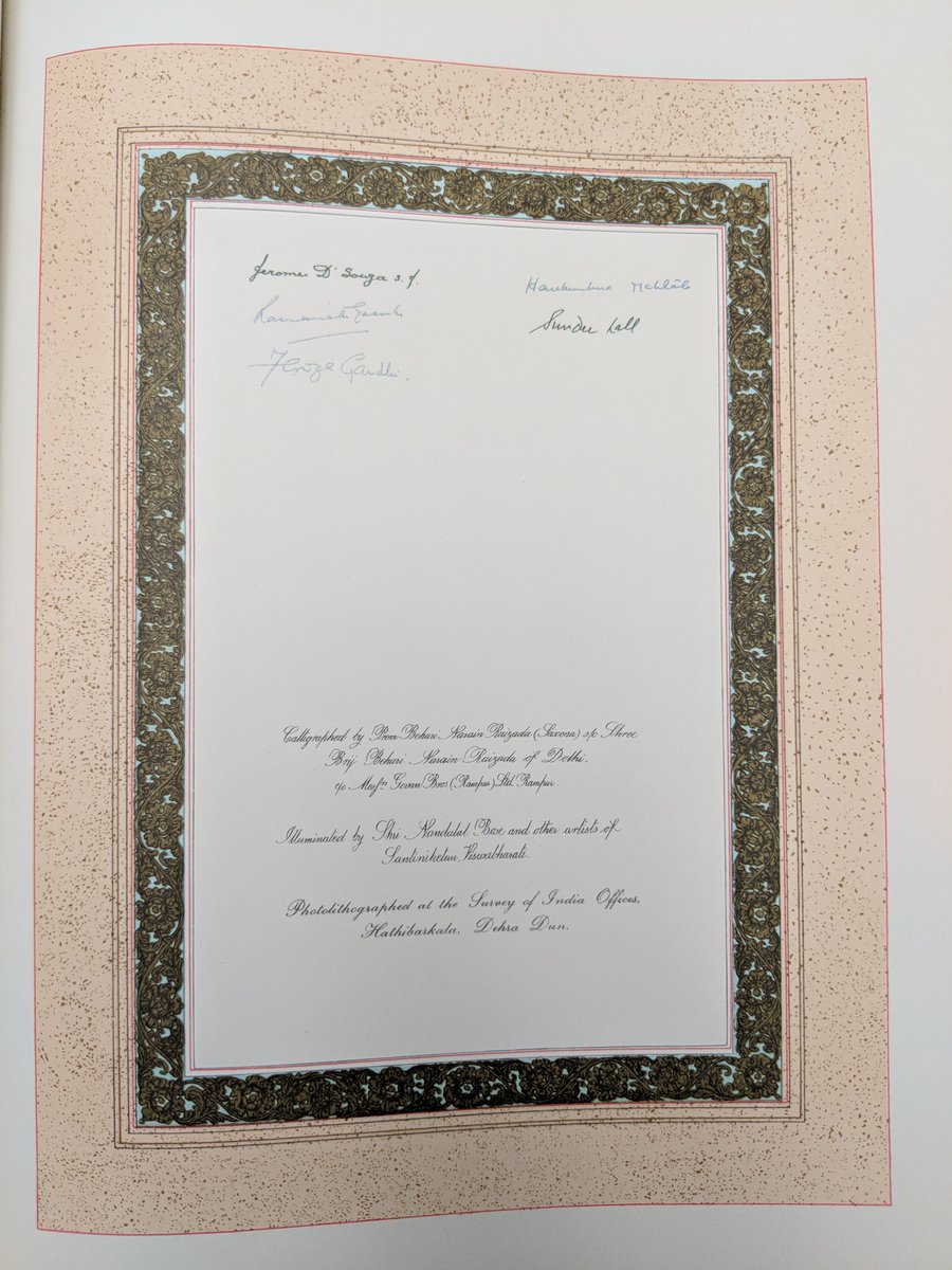 Signature pages of the Constitution. We can see the signatures of the first President of India Dr. Rajendra Prasad and the First Prime Minister of India Pandit Nehru.