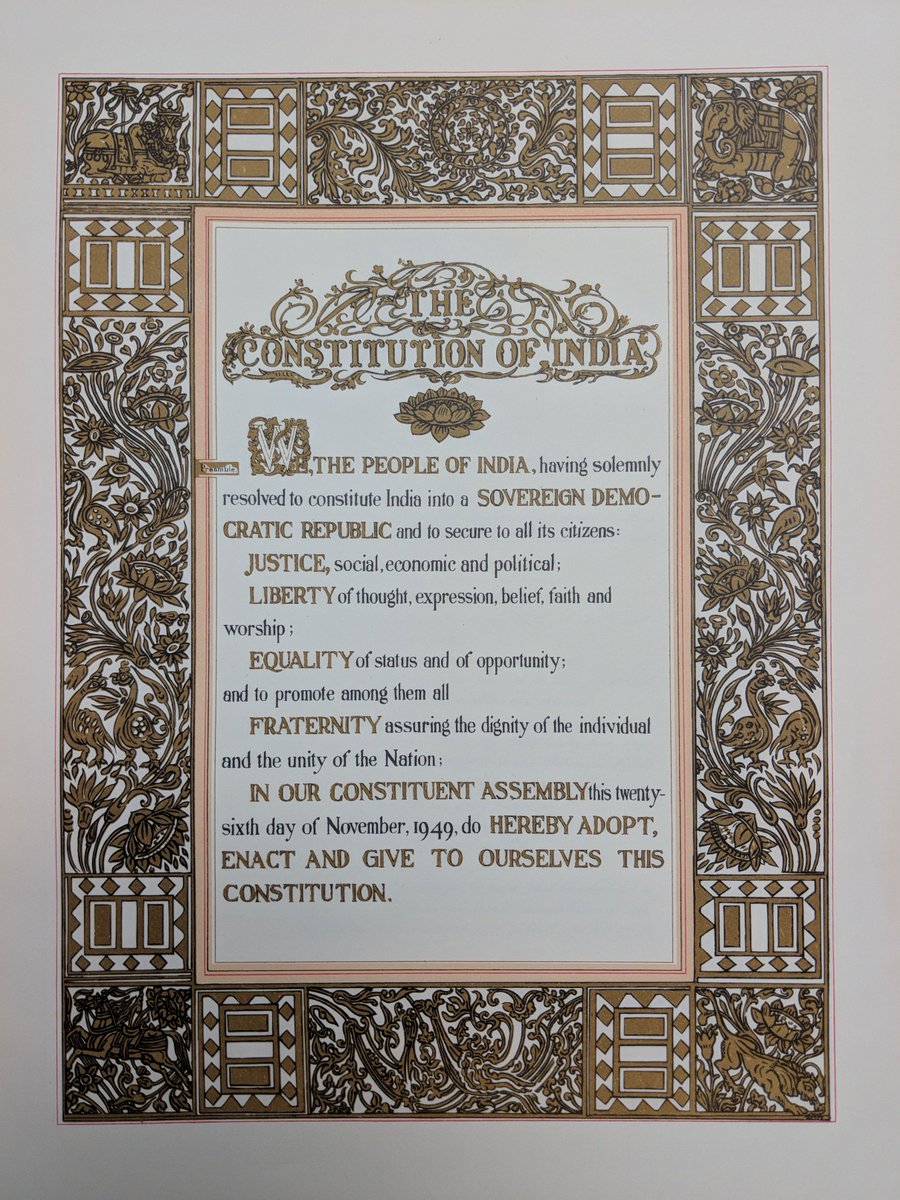 Constitution of India is not only a beautiful document but a beautifully presented document too. Illustrations include Mohenjodaro period to Vedic and Epic periods to that of Maurya and Gupta Empire.