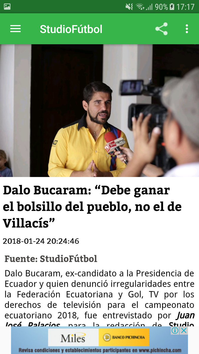 jjpalaciosc's tweet photo. Desde ayer estuve metido de cabeza en el tema de los derechos de TV del fútbol ecuatoriano. Entrevistas con las dos partes (Dalo Bucaram y Dr. Jorge Chang), detalles de las empresas que participaron e inclusive una versión de ellas. Todos los detalles en @studiofutbol https://t.co/ZG05PpEdZI