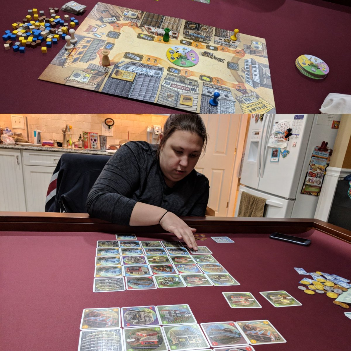 On our table tonight: Card City XL from @AVStudioGames and Walnut Grove. Certainly grasped Card City much easier than Town Center! #boardgames