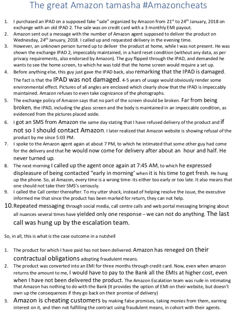vishalkapoor91's tweet photo. The great Amazon Sale Tamasha! Amazon not only cheats, but brazens it out confidently without any institutional remorse. While it silently acknowledges verbally that its people bungled up, doesn't mention it in written, let alone apologise #amazoncheats #BewareOfAmazon https://t.co/JlsRwg4CTB