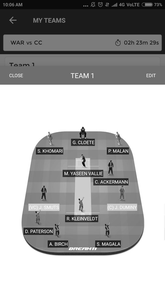 atw786's tweet photo. #WARvsCC
#ODD SOUTH AFRIKA ODD CUP
@all_time_winner @Dream11 team.. #goodluck..
Play safe.. Keep WINNING https://t.co/YodqJF42Ye