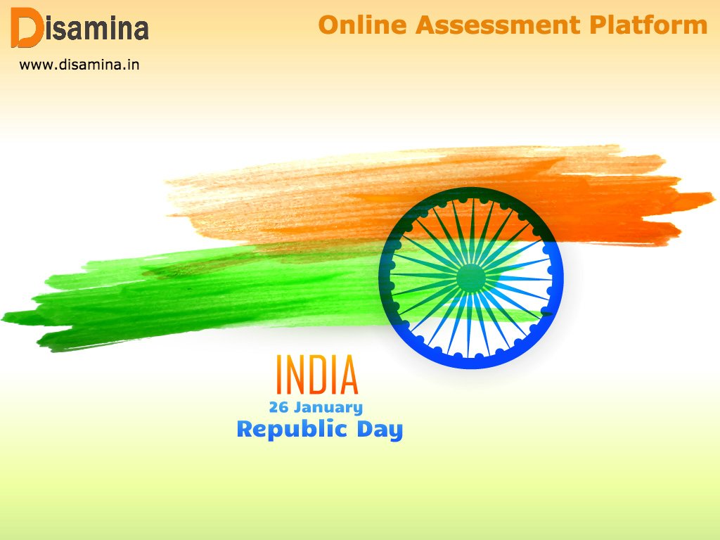 disamina_in's tweet photo. On this #RepublicDay, let's promise to make India a New India - @_DigitalIndia. Use @disamina_in for online assessment &amp; recruitment processes. https://t.co/5TmY03NUsz