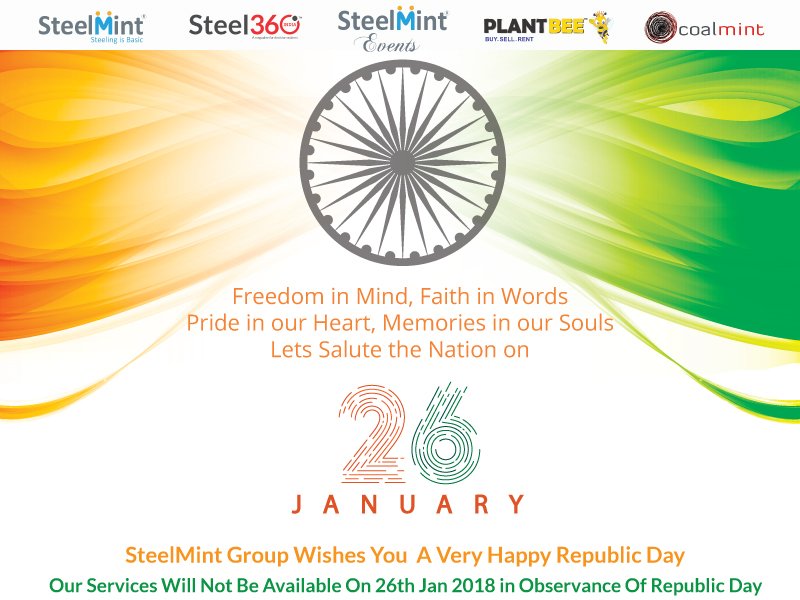 Plant_bee's tweet photo. SteelMint Group Wishes You A Very Happy Republic Day

Our Services Will Not Be Available On 26Th January 2018 In Observance Of Republic Day https://t.co/KwobeVIiXH