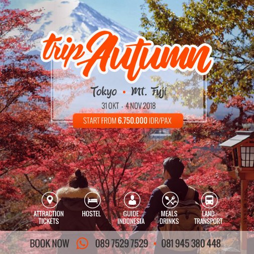 Konichiwa! Open Trip Jepang 2018

Sakura: 28 Maret - 4 April
Autumn: 31 Okt - 4 Nov

Sakura sisa 2 seat. Autumn sisa 4 seat.

Info &amp; booking: fun-adventure.com/tag/jepang/