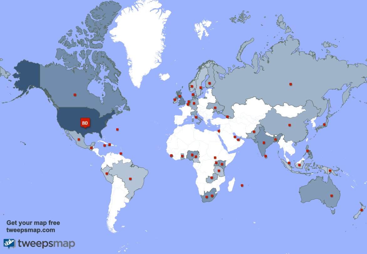 davidmblick's tweet photo. My followers live in USA (79%), UK.(4%)... Get your map: https://t.co/wW2npPNMMq https://t.co/FzIk1IxcQr