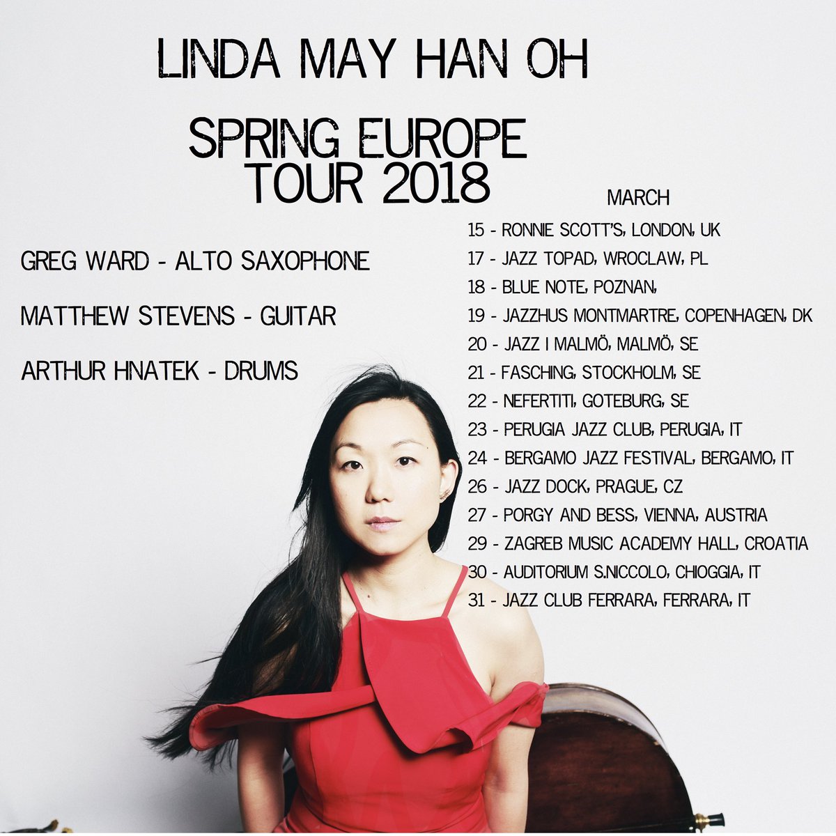 Spring Eu Tour dates! <a href="/FittedShards/">Greg Ward</a> <a href="/mtwstevens/">Matthew Stevens</a> + <a href="/aHnatek/">Arthur Hnatek</a>. <a href="/officialronnies/">Ronnie Scott's Jazz Club</a> #jazztopad <a href="/bluenotepoznan/">Blue Note Poznań</a> <a href="/montmartrejazz/">Jazzhus Montmartre</a> <a href="/Jazzimalmo/">Jazz i Malmö</a> <a href="/Faschingsthlm/">FASCHING</a> <a href="/Nefertiti_Jazz/">NefertitiJazzClub</a> <a href="/JazzClubPerugia/">Jazz Club Perugia ®</a> <a href="/jazzclubbergamo/">Jazz Club Bergamo</a> #Jazzdock #BergamoJazzFestival #PorgyandBess, <a href="/jazzclubferrara/">Jazz Club Ferrara</a> #auditoriumsannicoló