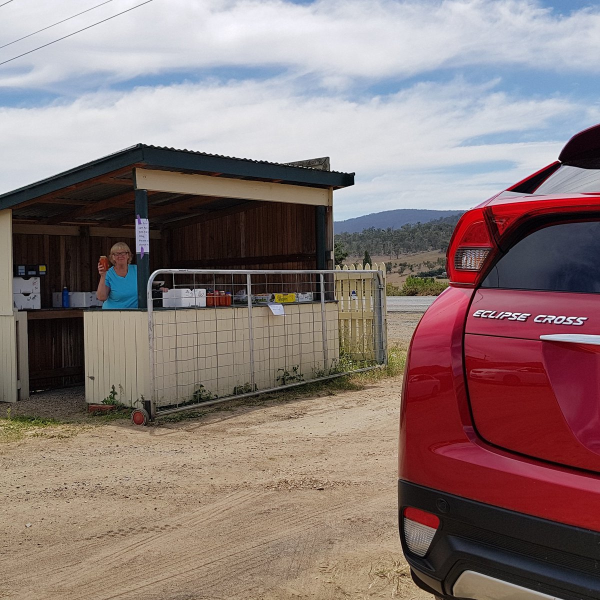 Mal_Flynn's tweet photo. Sampling the best Tasmanian produce this weekend in the new @MitsubishiAust Eclipse Cross. Be sure to visit Bagdad Valley Orchards for Australia's best apricots next time you're in town and check out the full story and vid at @Carsguide next week. https://t.co/fy0q6VYVaa