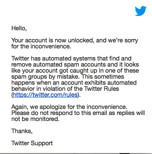 SecFear's tweet image. Three hours ago Twitter lifted the 16 day "temporary suspension" of our official @FearDept account.