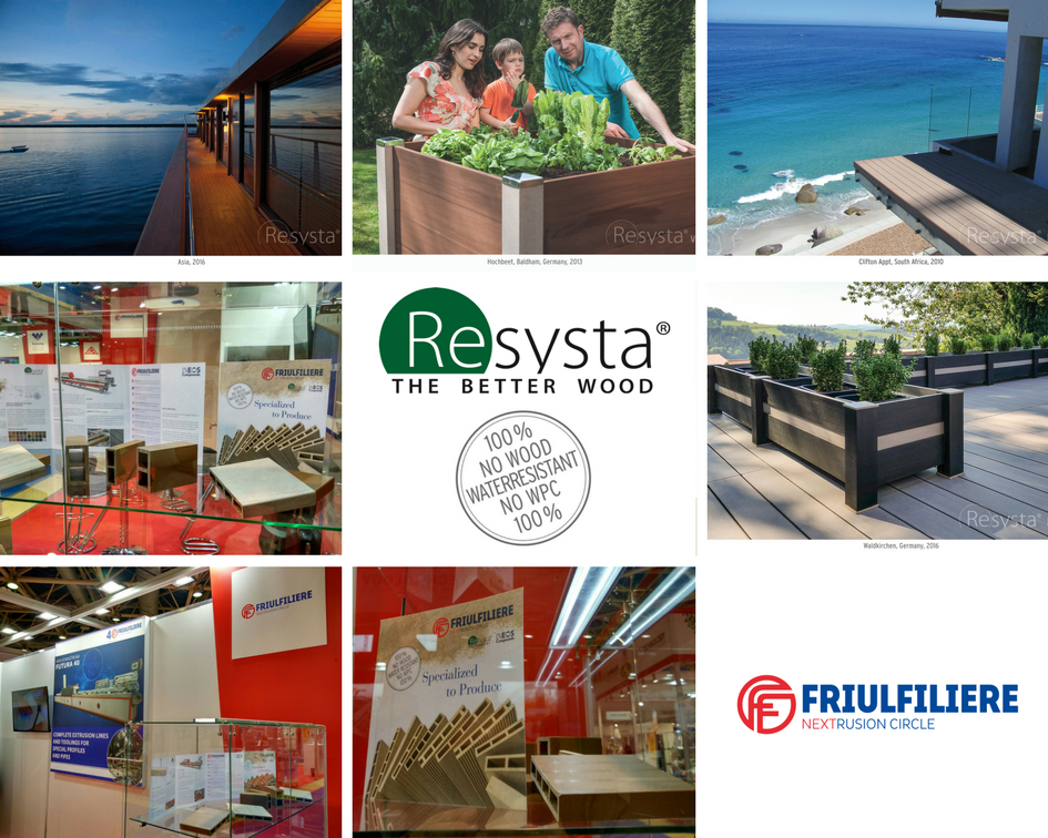 FriulFiliere1's tweet photo. Our corner @ResystaAV at #Interplastica.
#friulfiliere made complete customized plants for the extrusion of this material.
Visit us at Hall 2.3 stand E20 #Interplastica2018 #Resysta #extrusion #Outdoor #Indoor #Furniture #WoodFree #Интерпластика2018 #Moscow https://t.co/m2KsxlHmrH