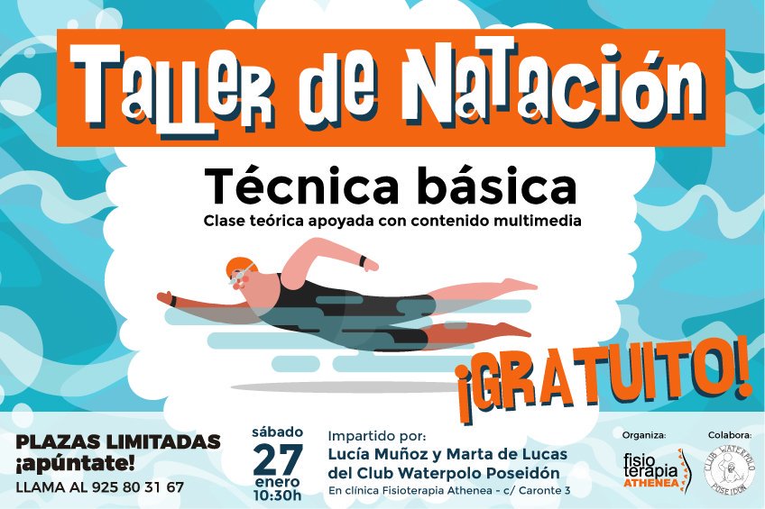 ATHENEATALAVERA's tweet photo. Últimas plazas libres para el Taller de Natación.  Llama y apúntate!!!!,  #atheneatalavera #fisioterapia #natacion #siguenadando @MartadLG @Lueblu @clubwposeidon https://t.co/wA7UFcC0Aa