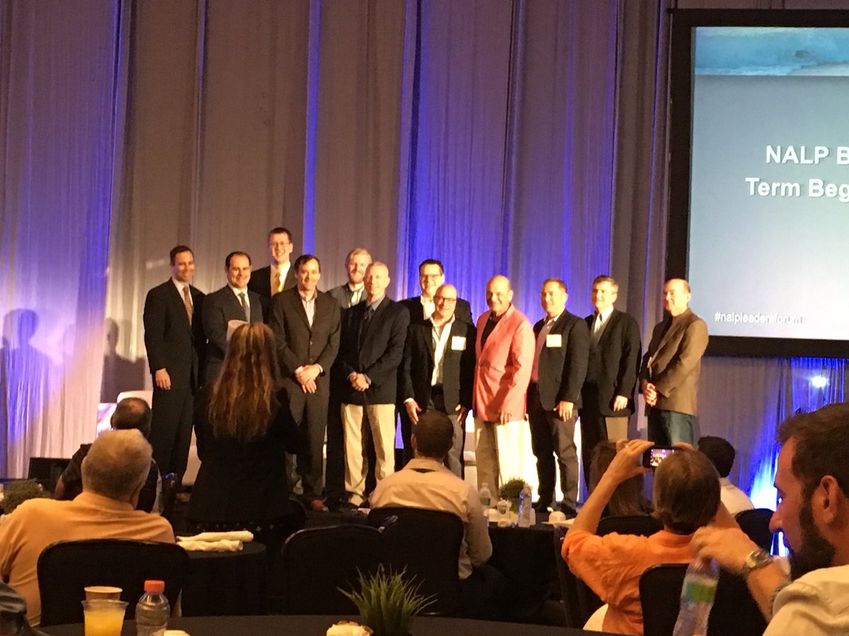 The new <a href="/the_nalp/">NALP</a> board of directors is installed. Jeff Buhler of Massey Services will be the new president. Term starts may 1. #NALPLeadersforum