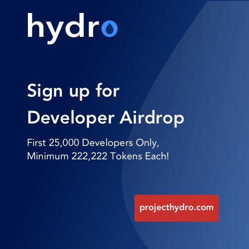 HydrogenAPI's tweet photo. Still some #developer slots left in our groundbreaking 100% #Airdrop of all publicly allocated tokens for #projecthydro #Airdrops #airdropalert #Airdropfinder #cryptoairdrops #blockchain #fintech https://t.co/RIabLjcyLg
