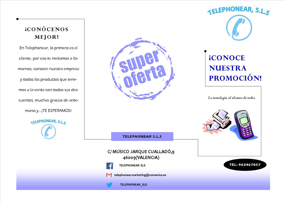 Telephonear_SLS's tweet photo. ¡VEN A CONOCER NUESTRA INCREÍBLE PROMOCIÓN!
Desde el Viernes 26/01/2018 hasta 07/02/18 https://t.co/dTbMT8z54q