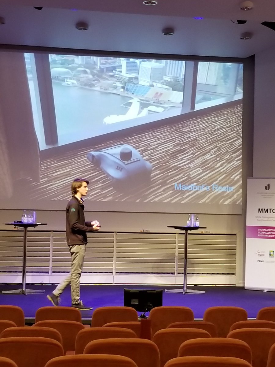 UlrikeGretzel's tweet photo. Maidbot's Rosie can see things humans can't: Robots as data platforms. #ENTER2018 #robots #hospitality @MaidbotInc https://t.co/9oySJNd3m5