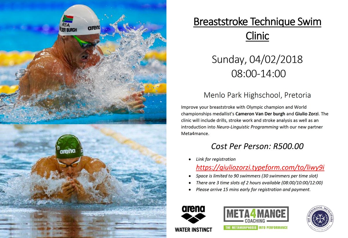 Last two clinics up in JHB and PTA for the year! Focusing on the mental aspect for swimmers to be ale to handle pressure and get in the zone! RT and tag someone you think needs this. Will pick two winners for a complimentary slot for each day!