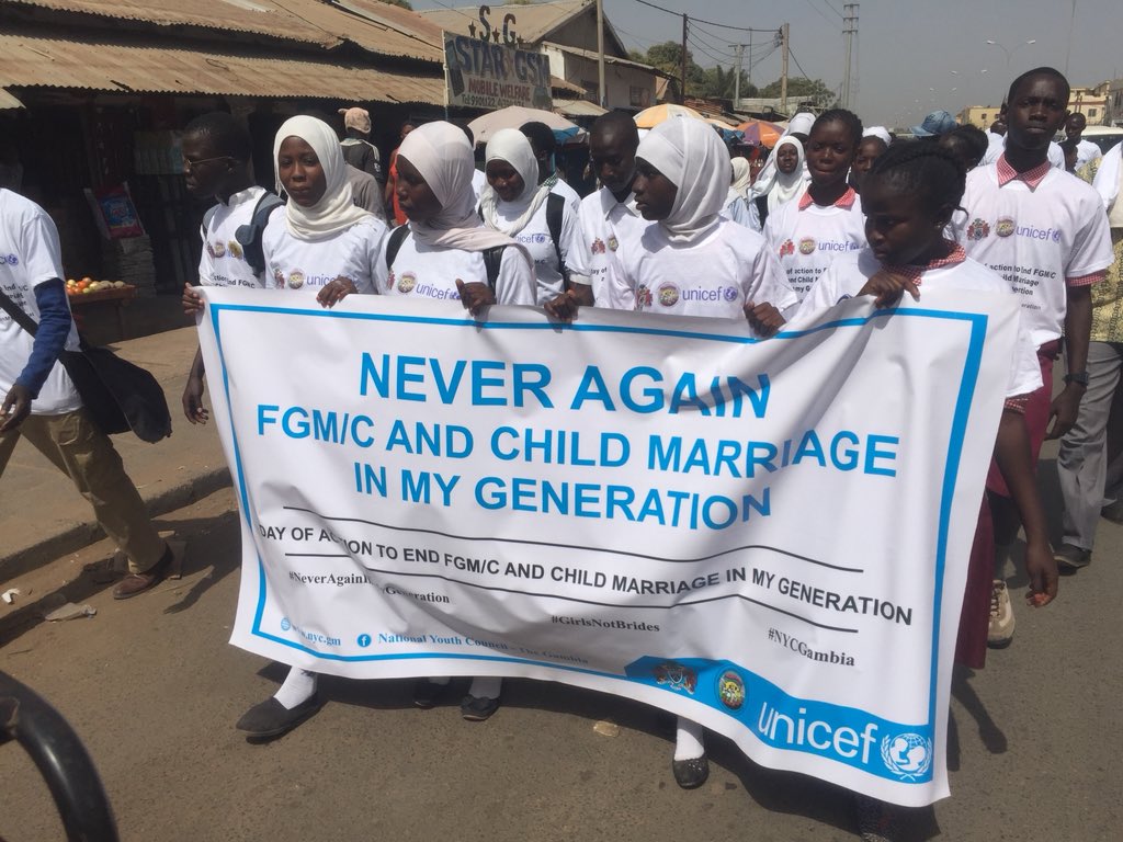 Sulaymanceesay1's tweet photo. We the young people of the #Gambia, renewed our commitment to say NEVER AGAIN TO #FGM/C &amp; #CHILDMARRIAGE IN OUR GENERATION. 
#NEVERAGAININMYGENERATION 
 @GambiaNYC @UNICEFGambia @UNFPATheGambia @UN @UNDP_TheGambia @MaslamSanneh @Mokendeh1 @LBS7787332 @RojalnuGambia https://t.co/KZBXACbXHr