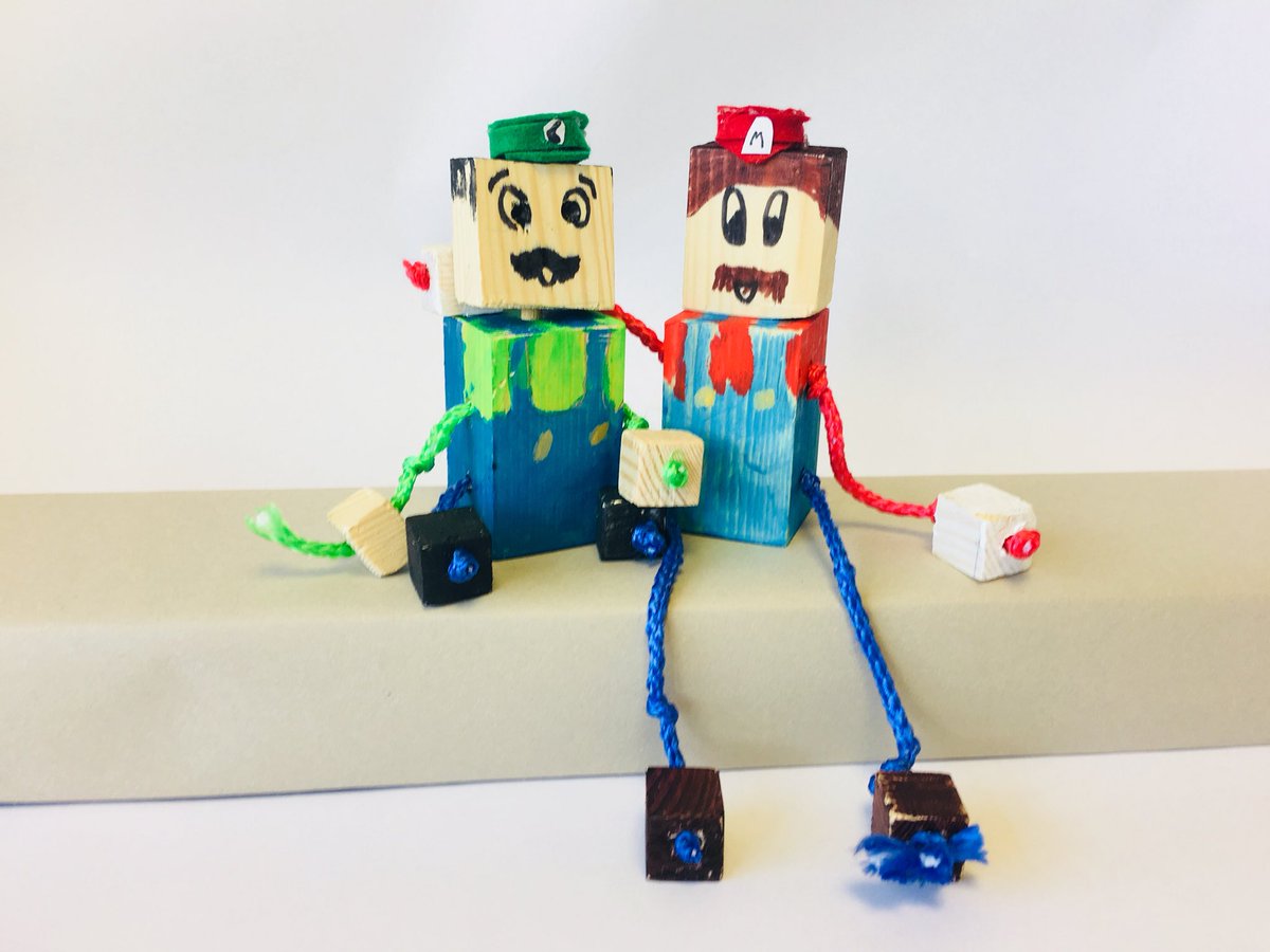 KESBath's tweet photo. Meet Harry Potter, Mario & crew. Year 6 Block Bots made in DT using pillar and hand drills, as well as tenon saws, and finished off with a choice of embellishments #MadeinDT https://t.co/BTUimdPpcr