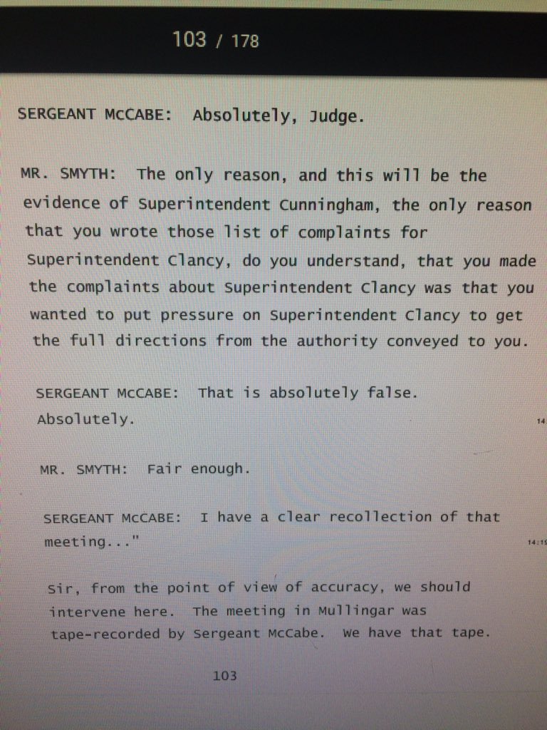 duzBme's tweet photo. @DougalCMK Yep - Given to O'Higgins Comm 15 May 2015 - Panic set in 18 May 2015 when Colm Smyth SC realised #WeHaveThatTape AND IT DIDN'T match what was in #SwornStatement? Did #StateFabricate notes to SMEAR #MauriceMcCabe - The reason #DisclosuresTribunal was setup was to investigate smear https://t.co/pocjfnJBm5