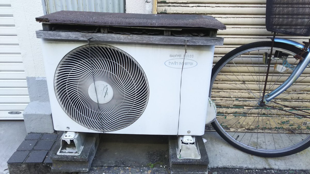 サンヨーエアコン室外機 twin INVERTER PUROO 4枚羽根 左回転 #室外機