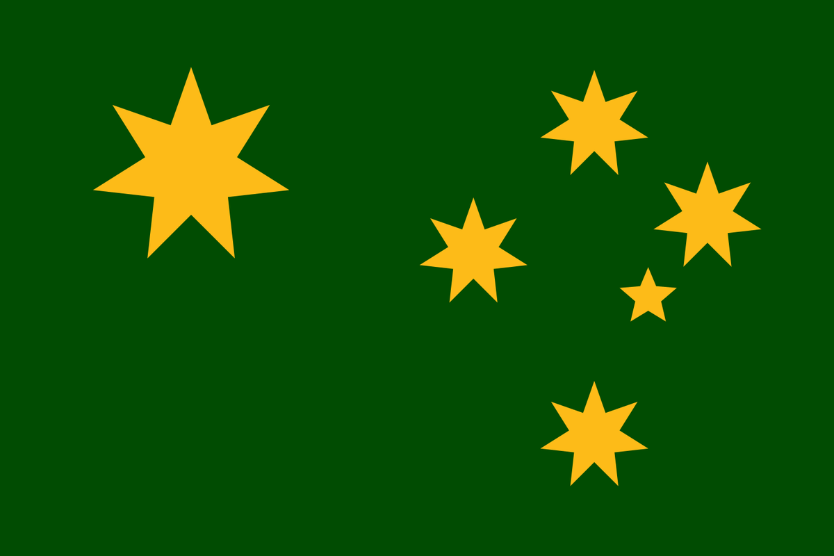 ausflag's tweet photo. Version of the Australian Commonwealth flag using Green and Gold #Australia #GreenandGold🐨🐨🐨💚💛💚💛 https://t.co/xTg036VdLv