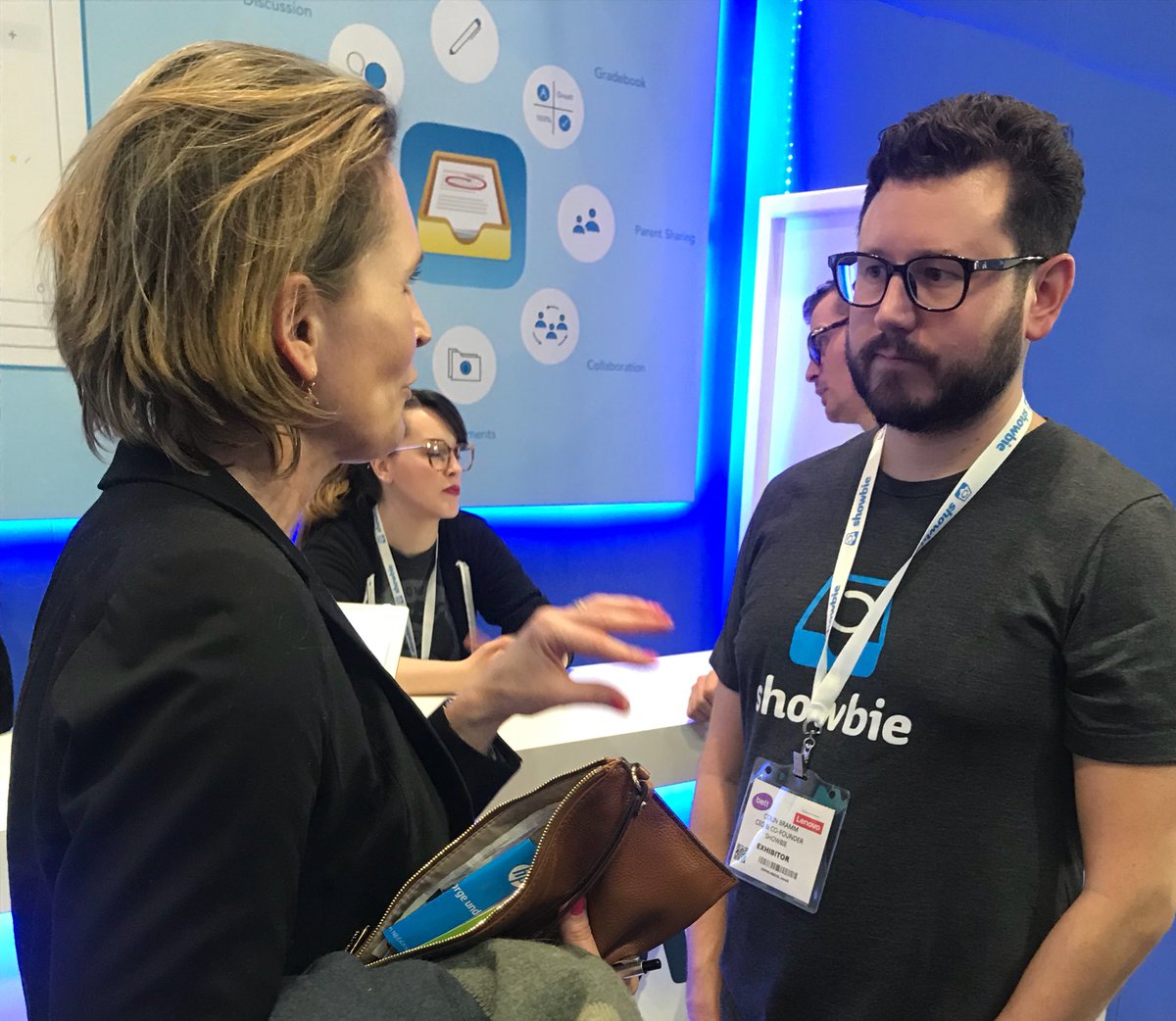 Nice to meet the CEO of <a href="/Showbie/">Showbie</a> at the <a href="/Bett_show/">Bett Global</a> yesterday! Hoping to see some of our suggestions in the upcoming updates #bekkestuabs #bkskole