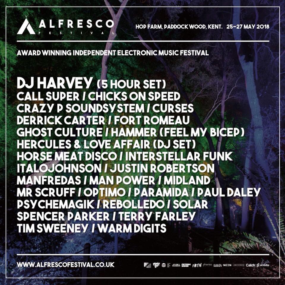 We are delighted to share with you our headliners for Alfresco 2018, and we invite you to join us at the magical Hop Farm for what will be the perfect start to the summer. 

Event 🎪 / bit.ly/2yvsD1c 
Tickets 🎟️ / bit.ly/2pL2JQ4

#Alfresco2018 #DJHarvey