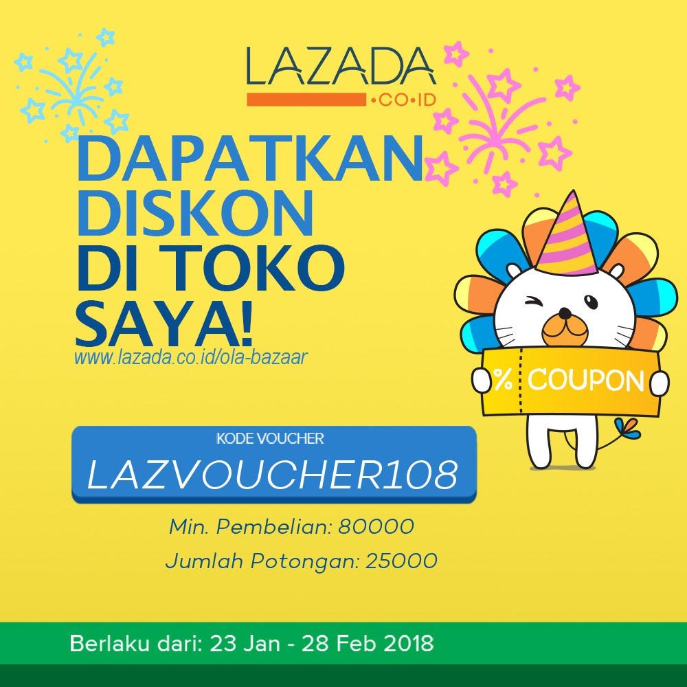 OlaBazaar's tweet photo. AYO DAPATKAN POTONGAN HARGA MENARIK DI LAZADA INDONESIA!!  #LAZVOUCHERTAHUNBARU https://t.co/Fpd1Ws8x55