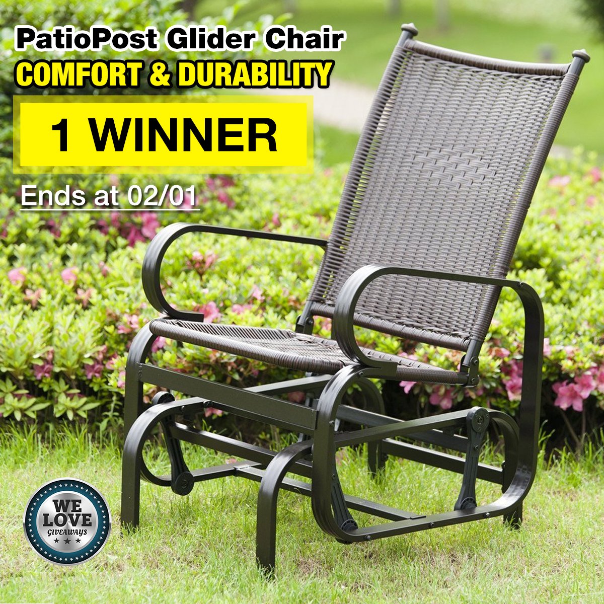 BizarkDeal's tweet photo. Win PatioPost Glider Chair!1 Winner!{US}(End by 2/1/2018)
Giveaway link: https://t.co/TDSJTVzzgz
Prize link: https://t.co/dQQY9UxttK
#FacebookGiveaways #WeLoveGiveaways #sweeptakes #PatioPost #Glider #Chair https://t.co/qvmpdLvTAQ