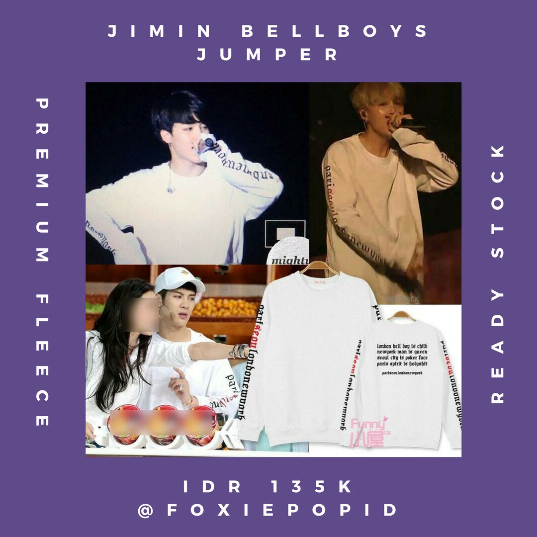 FoxiePopID's tweet photo. BTS JIMIN BELLBOYS JUMPER | @ IDR 135K | free ongkir via Shopee: https://t.co/ra4thSxQRT https://t.co/bPFmXVkE4Y