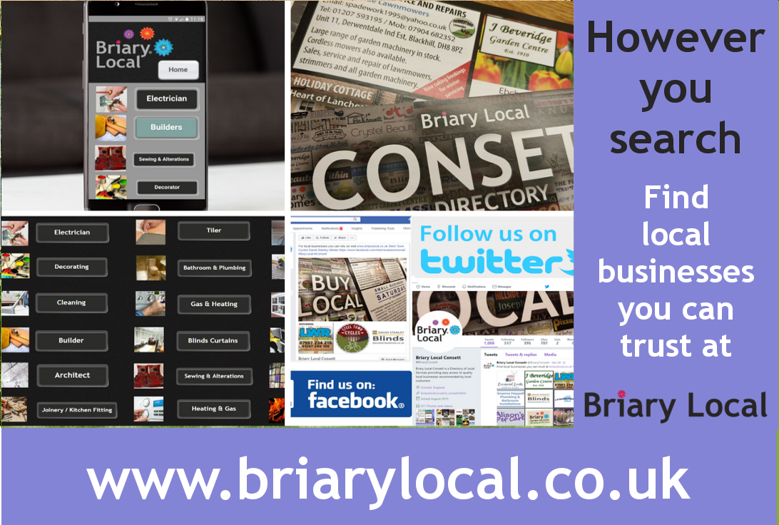 BriaryConsett's tweet photo. If you are searching at home or on the go, online or in one of our hand delivered Directories, you can find local businesses you can trust with Briary Local https://t.co/GhtYGSiBvf #BuyLocal #Consett https://t.co/enP9LJV0tT