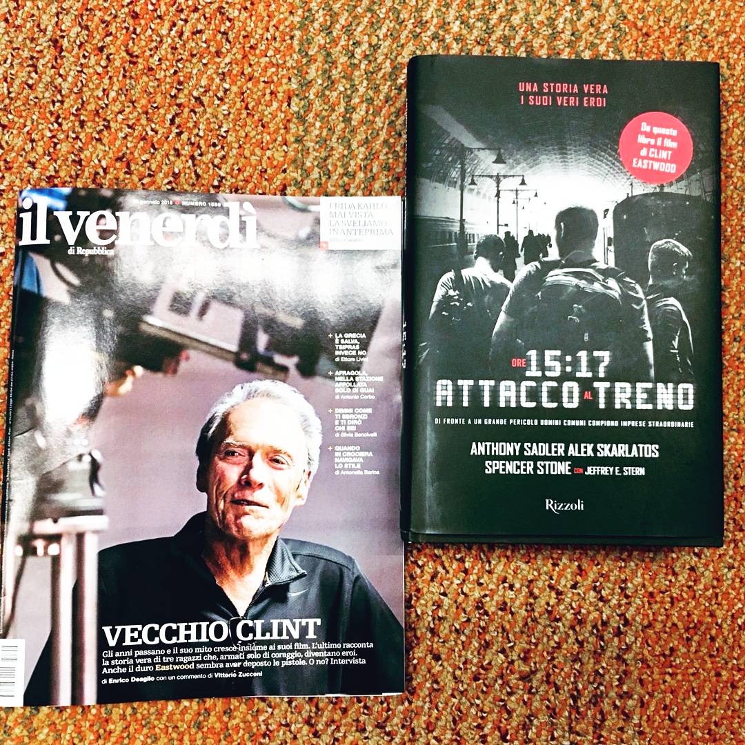 La sera del 21 agosto 2015 tre ragazzi americani sventano un attacco terroristico sul treno diretto a Parigi. Quella storia è stata raccontata dai tre protagonisti in un libro, "Ore 15.17 attacco al treno" in libreria dal 30 gennaio e nell'omonimo film di #ClintEastwood.