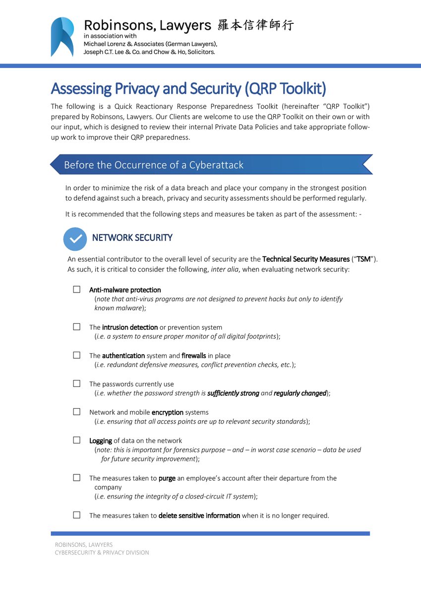 RobinsonsLawyer's tweet photo. Assess your Company's Cyber-security preparedness with our QRP Toolkit today.

#CybersecurityLaw https://t.co/J81snxVXKd
