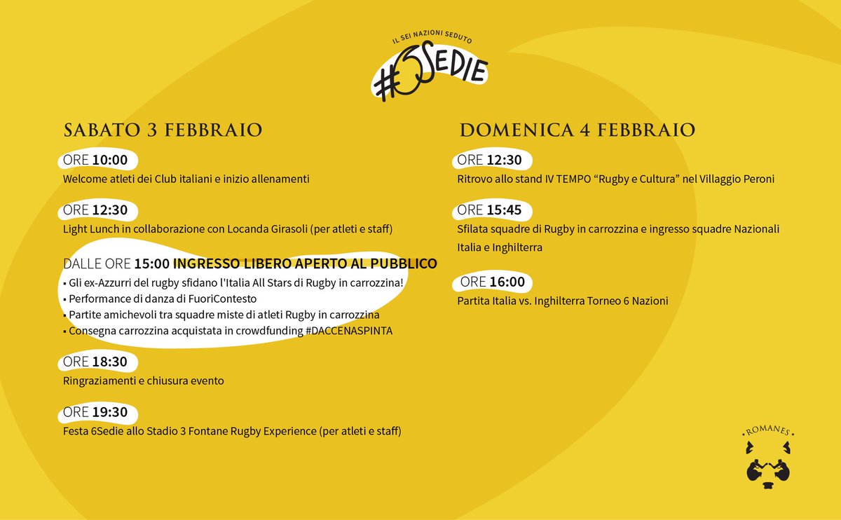 RomanesRugby's tweet photo. Ennamo cor programma del #6sedie! @fondvodafone @birradamare @OctoTelematics @FISPES @CIPnotizie https://t.co/DJ9mQ0oIHm